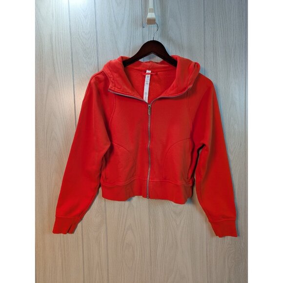 Lululemon Scuba Crop Sweatshirt Size 6 Red Orange Full Zip Cropped Hoodie Hood - Picture 1 of 7
